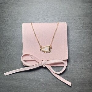 Cheer Megaphone Pink Mother Of Pearl Necklace Gold Chain 17-19" Kendra‎